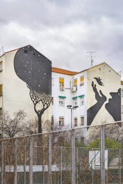 Apartmanlar, Madrid, İspanya sanat duvar