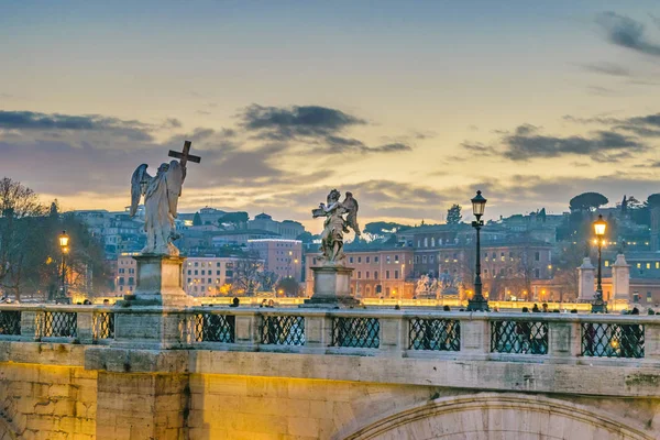 Saint Angelo Bridge, Rzym, Włochy — Zdjęcie stockowe