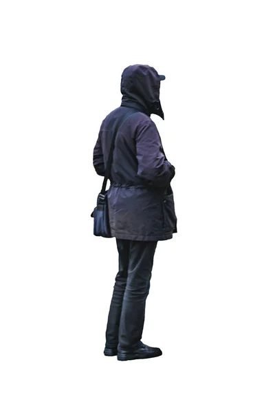 Femme avec vêtements de pluie d'hiver Isolé Photo — Photo