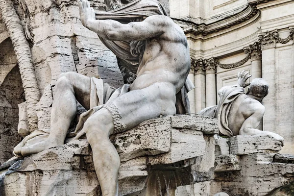 Fontana dei quattro fiumi, piazza navona, Řím, Itálie — Stock fotografie