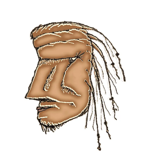 Рисунок головы доисторического человека — стоковое фото