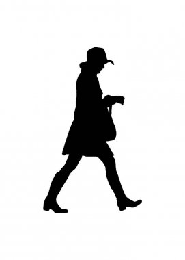 Yan görünümü kadın yürüyüş siluet