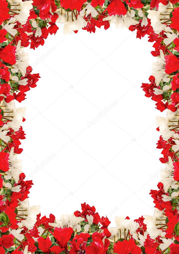 White Landscape Background with Flowers Borders