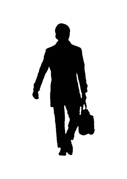 Homme avec sac Silhouette graphique de marche Dessin isolé — Photo