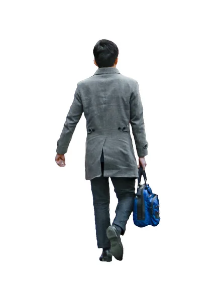 Άντρας με τσάντα περπάτημα απομονωμένη φωτογραφία — Φωτογραφία Αρχείου