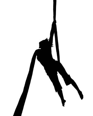 Kumaş Akrobatik Grafik Silüeti Yapan Kadın