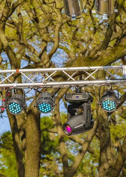 Lichtanlage beim Musikfestival, Parque Rodo Park, Montevideo, — Stockfoto