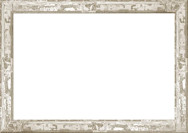 White Landscape Frame With Wooden Cracked Borders — 图库照片