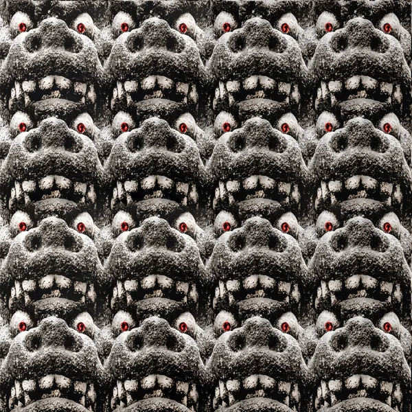 소름끼치는 괴물 머리 모티프 솔기없는 무늬 — 스톡 사진