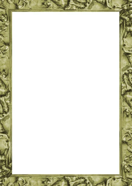 Quadro branco com bordas decoradas das esculturas — Fotografia de Stock