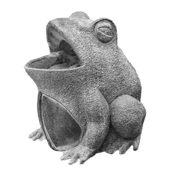 Frosch-Skulptur mit geöffnetem Mund isoliert Foto — Stockfoto