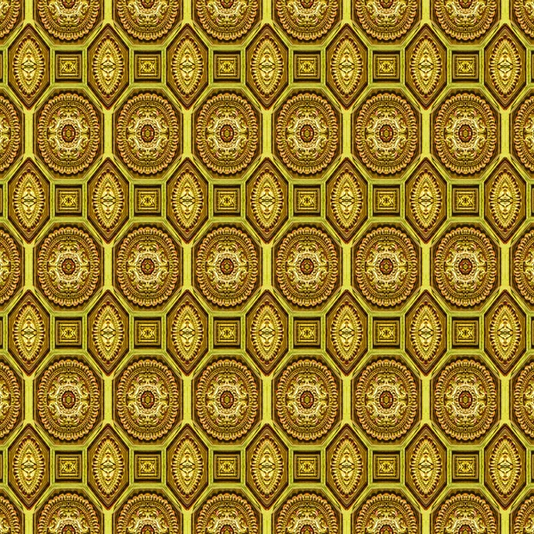黄金のバロックオレンジ色のシームレスパターンモザイク — ストック写真