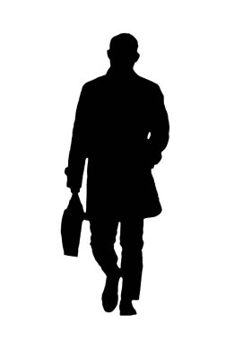 Takım elbiseli ve çantalı grafiksel siluet adam yürüyüşü