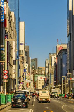 Ginza Mahallesi Şehir Sahnesi, Tokyo, Japonya