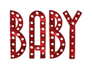Neon Biçimli Bebek Metni İzole Edilmiş Grafiksel