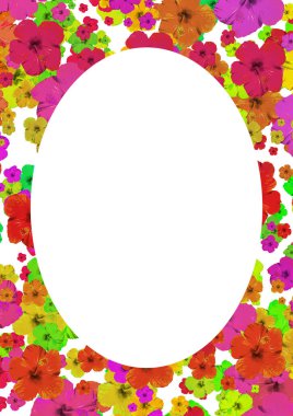 Renkli Çiçek Dekorasyonu Kenarlı Beyaz Arkaplan