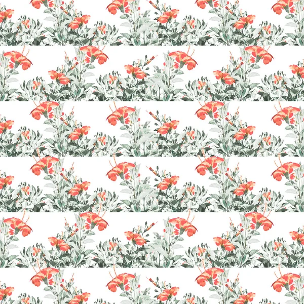 Photo Illustration Floral Motif Striped Pattern — Stock Photo, Image