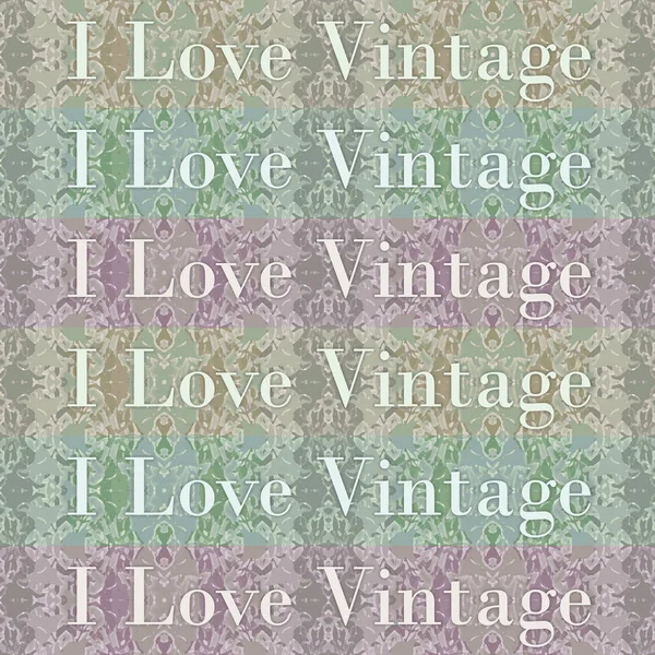 I Love Vintage Phrase Motif Striped Seamless Pattern — Stock Photo, Image