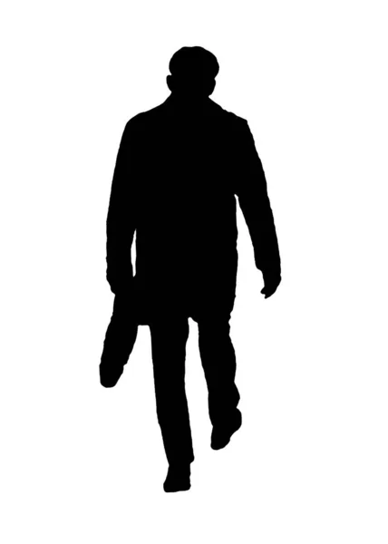 Человек с портфелем Прогулка изолированный графический силуэт — стоковое фото