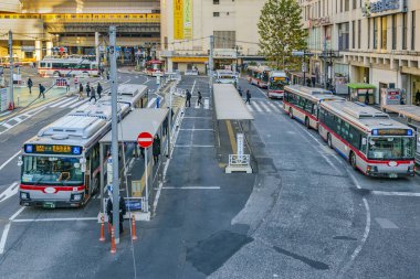 Otobüs durağı, Shibuya Bölgesi, Tokyo, Japonya
