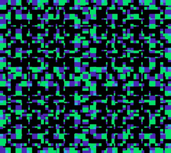 Замысловатый Матричный Геометрический Шаблон Мозаики Смешанных Холодных Цветах Черном Фоне — стоковое фото