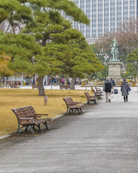 Tokyo Japan Tammikuu 2019 Talvinen Kaupunkikohtaus Keisarillisen Palatsin Pihalla Tokiossa — kuvapankkivalokuva