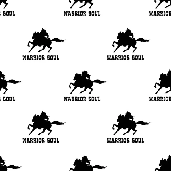 黒と白の色で馬のグラフィックシームレスなパターン図での忍耐やモチベーションの概念戦士 — ストック写真