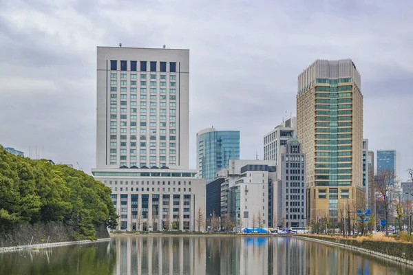 Imperial Garden Lake Waterfront Buildings Chiyoda District Tokyo City Japan — Stock Photo, Image