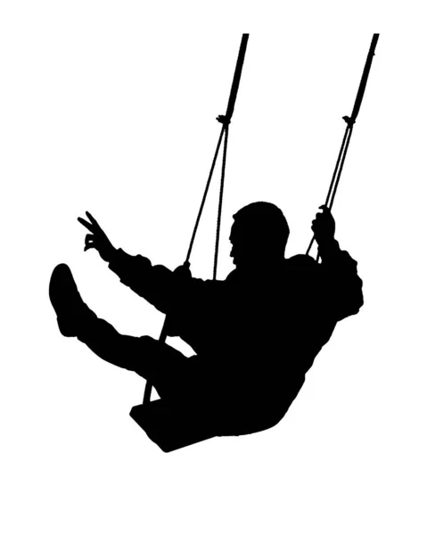 Grafische Silhouet Illustratie Man Swingend Geïsoleerd Witte Achtergrond — Stockfoto