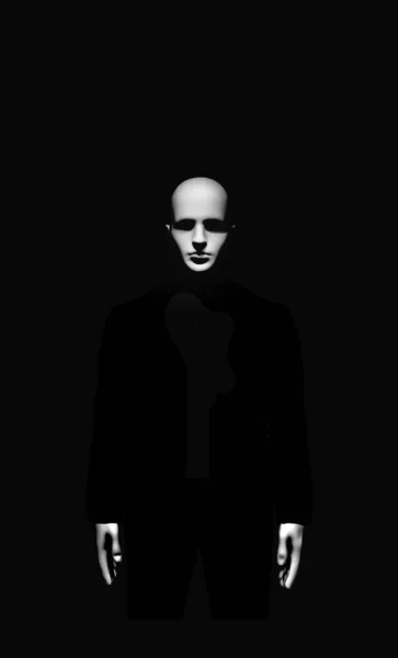 Minimal Black Style High Constrat Scary Man Portrait Artwork Ασπρόμαυρα — Φωτογραφία Αρχείου