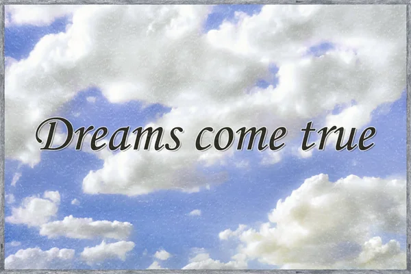 Όνειρο Έννοια Τυπογραφικό Στυλ Φράση Πάνω Σύννεφο Ουρανό Φόντο — Φωτογραφία Αρχείου