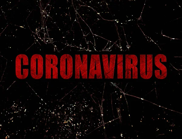 Coronavirus Woord Typografisch Ontwerp Donkere Textuur Achtergrond — Stockfoto