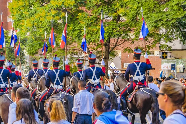 Montevideo Uruguay 2020年3月2020年3月 ウルグアイ共和国新大統領としてラカレ ヘレラの就任パレードとしての軍事警備 — ストック写真