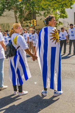 MONTEVIDEO, URUGUAY, MARCH - 2020 - Lacalle Pou Herrera 'nın Uruguay cumhuriyetinin yeni cumhurbaşkanı oluşunu kutlamak için 