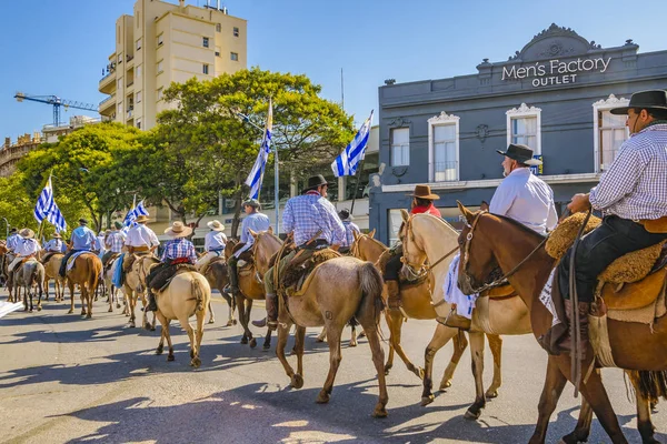 Montevideo Uruguay March 2020 Country Uruguayan People Horse Back Taking — 图库照片
