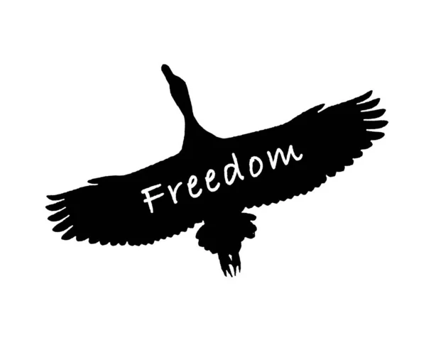 Bird Graphic Silhouette Freedom Text Body Conceptual Illustration Black White — Stock Photo, Image