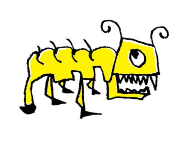 Beyaz arka planda izole edilmiş komik çocuk tarzı karınca.