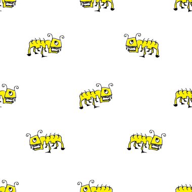 Konuşma biçimi olmayan desenli karınca çizim motifi sarı ve beyaz renklerde