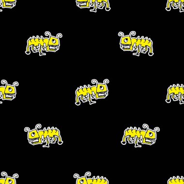 Konuşma biçimi olmayan desenli karınca çizim motifi sarı ve siyah renklerde