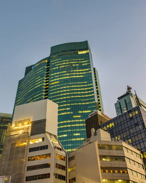 日本东京 2019年1月 日本东京市新宿区低角拍摄现代建筑的城市场景 — 图库照片