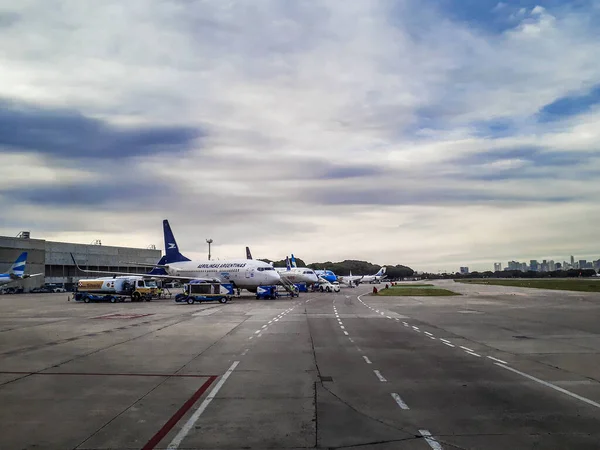 Buenos Aires Argentina April 2019 Letadlo Zaparkované Letišti Aeroparque Buenos — Stock fotografie