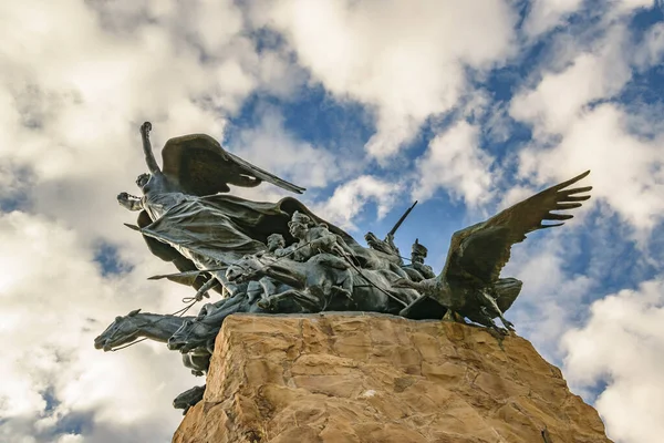 Detalhe Monumento Exército Dos Andes Topo Cerro Gloria Parque General — Fotografia de Stock