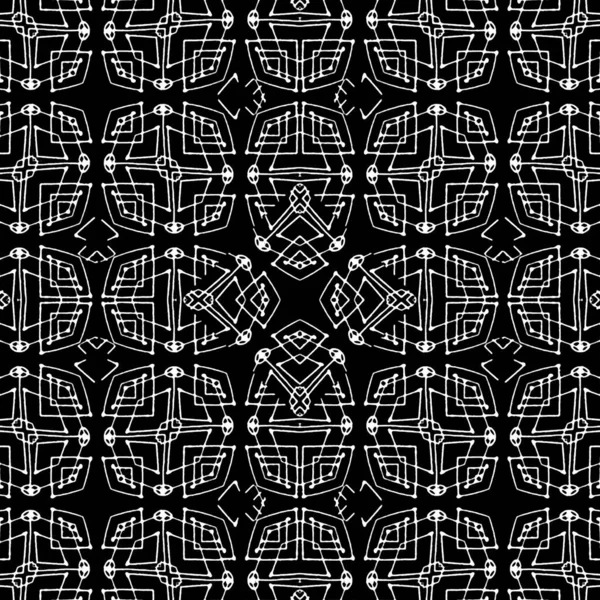 黒と白の幾何学的な形をモチーフにした部族的または民族的スタイルの抽象的なデジタル技術のアートワーク — ストック写真