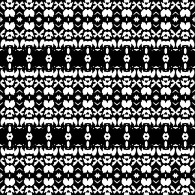 Etnik ya da kabile geometrik çizgili motifsiz desen tasarımı siyah ve beyaz renklerde