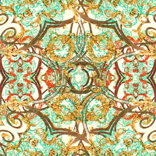 Collage Arte Digitale Moderno Barocco Ornato Senza Cuciture Mosaico Modello — Foto Stock