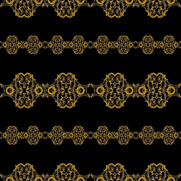 Gold Black Colors Striped Ornate Seamless Pattern Design Background — Stock Photo, Image