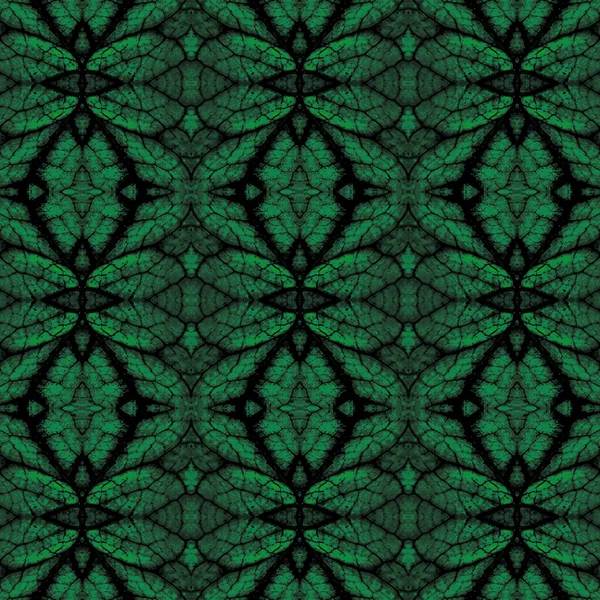Biçimlendirilmiş Yapraklar Botanik Motifsiz Desen Tasarımı Koyu Siyah Yeşil Renklerde — Stok fotoğraf