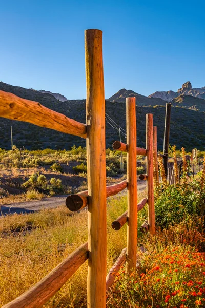 Wood fence landscape, uspallata town, mendoza province, argentina
