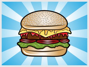 Bir hamburger karikatür çizimi
