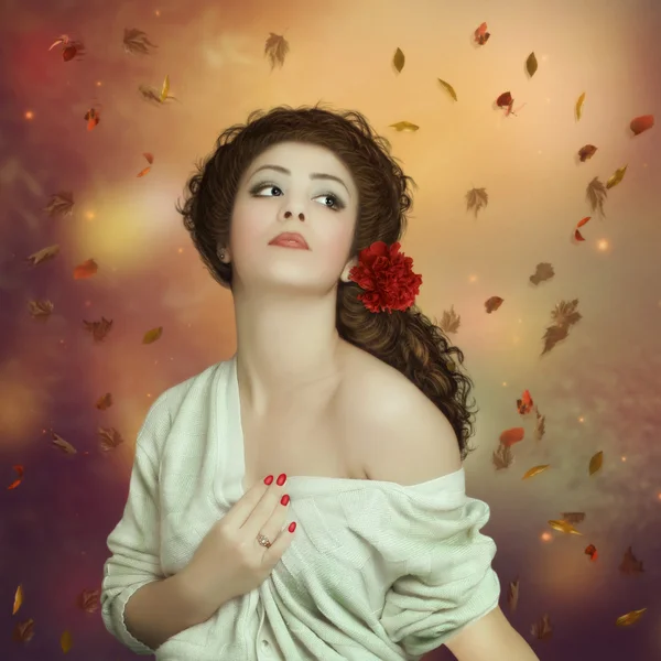 Осенний портрет молодой девушки — стоковое фото